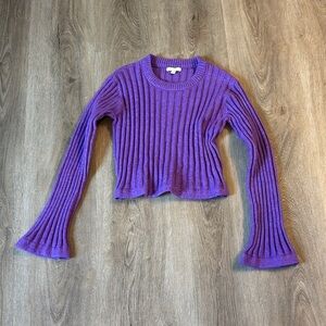Gianni Bini- Purple Ribbed cropped Knit Sweater- size medium
